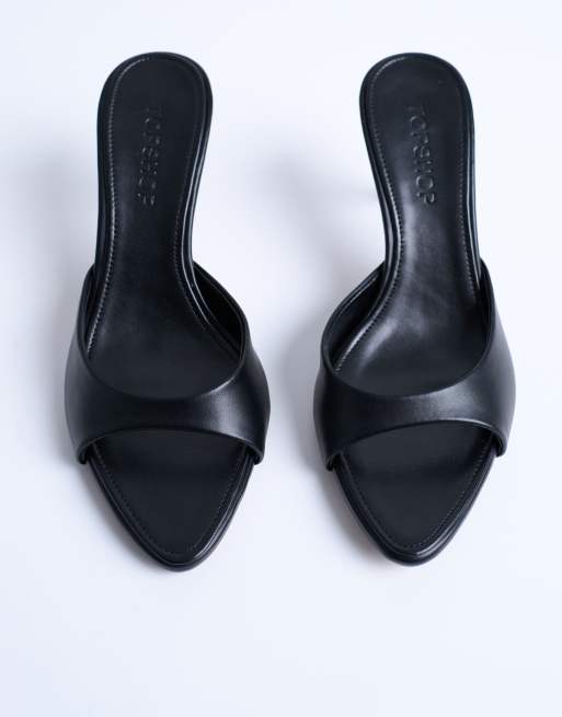 Topshop Isaac point toe mules in black, 3 of 4