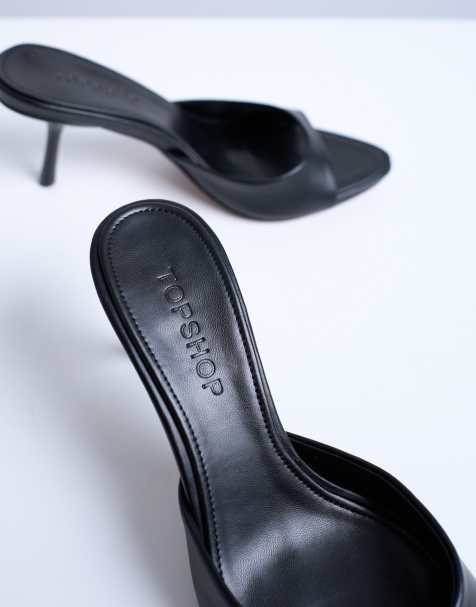 Topshop – Isaac – Svarta mules med spetsig tå - view 1
