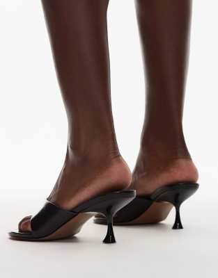 Topshop Isabella Mid Heel Toe Thong Mules In Black