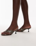 [Topshop] Topshop Isabella mid heel toe thong mules in snake-Multi 37 SNAKE