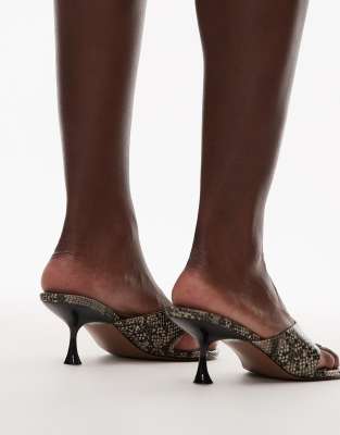 Topshop Isabella Mid Heel Toe Thong Mules In Multi