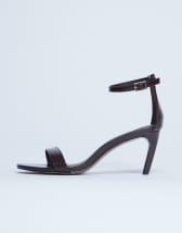 Topshop Isabelle 2 part banana heel sandal in chocolate