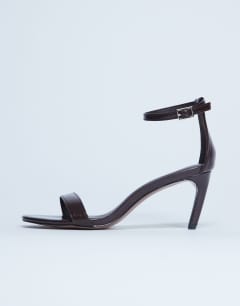 Isabelle 2 part banana heel sandal in chocolate