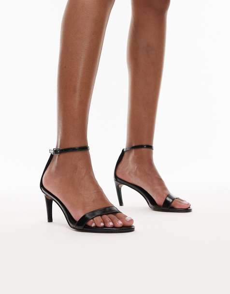 Topshop Isabelle 2 part banana heel sandals in black - view 1