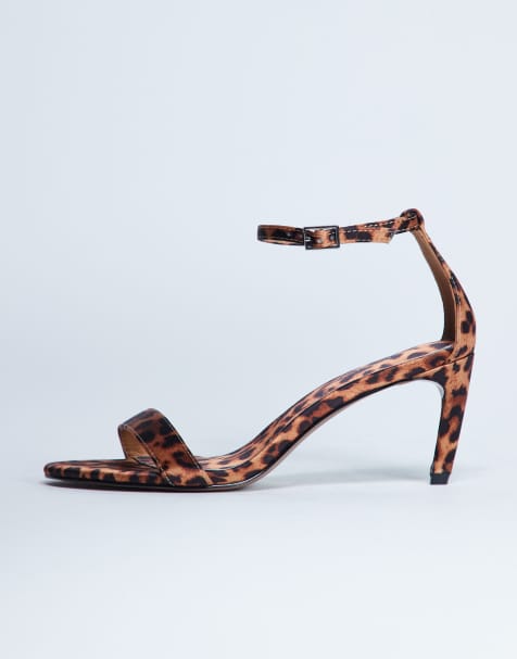 Topshop Isabelle 2-part banana heel sandals in leopard print - view 1