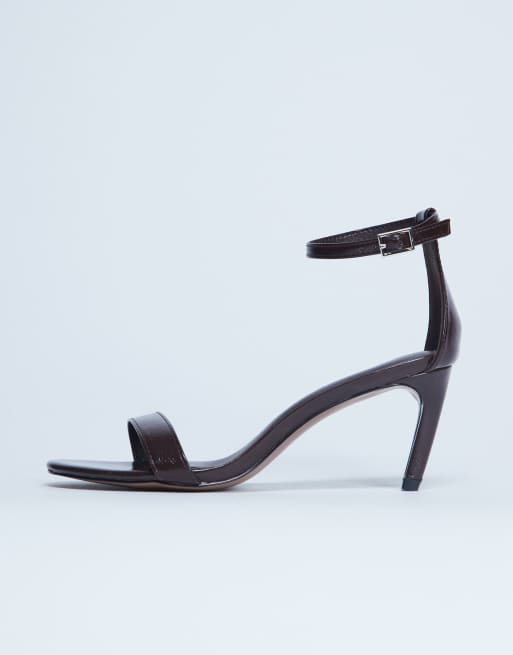 Topshop - Isabelle - Tweedelige sandalen met hak hak in chocoladebruin, 3 van 4