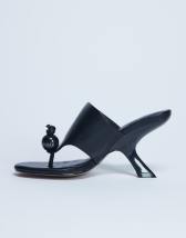 Topshop Isai beaded toe thong heeled mule in black