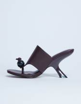 Topshop Isai beaded toe thong heeled mule in burgundy