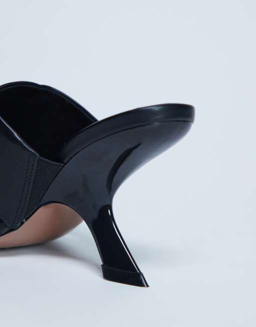 Topshop Isai beaded toe thong heeled mule in black