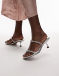 [Topshop] Topshop Issa embellished mid heel in silver 41 SILVER