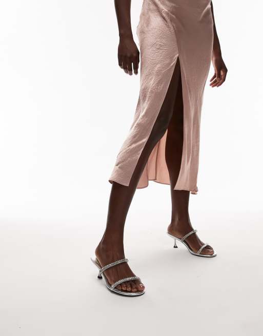 Topshop - Issa - Schoenen met versiering en halfhoge hak in zilver, 3 van 4