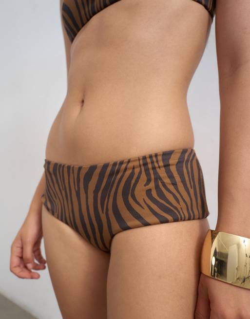 Topshop – Italy – Dół od bikini z niskim stanem w paski tygrysa, 2 z 4