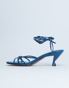 Itzel tie up mid heel sandal in teal
