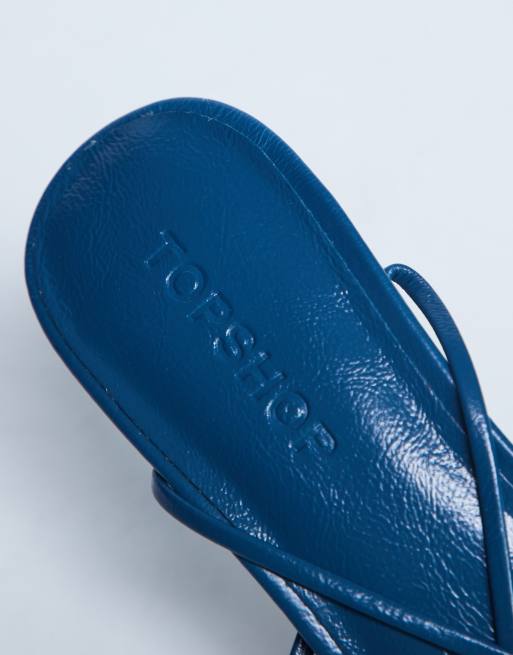 Topshop Itzel tie up mid heel sandal in teal, 4 of 4