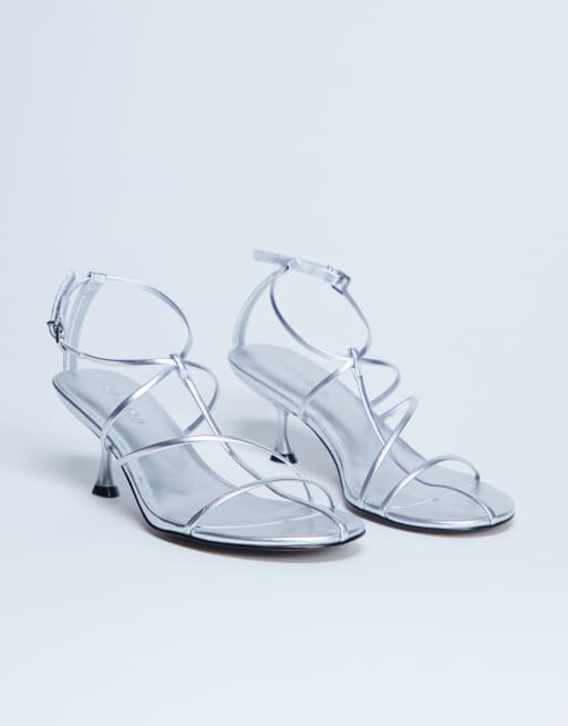 Topshop - Itzia - Sandales à lanières et talon mi-haut - Argenté, 3 de 4