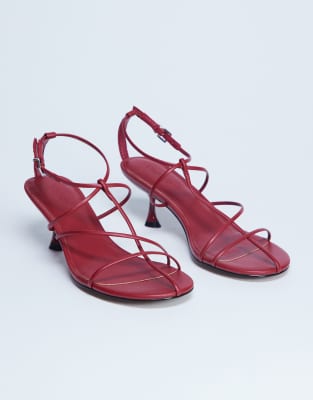Topshop Topshop Itzia strappy mid heel sandal in red