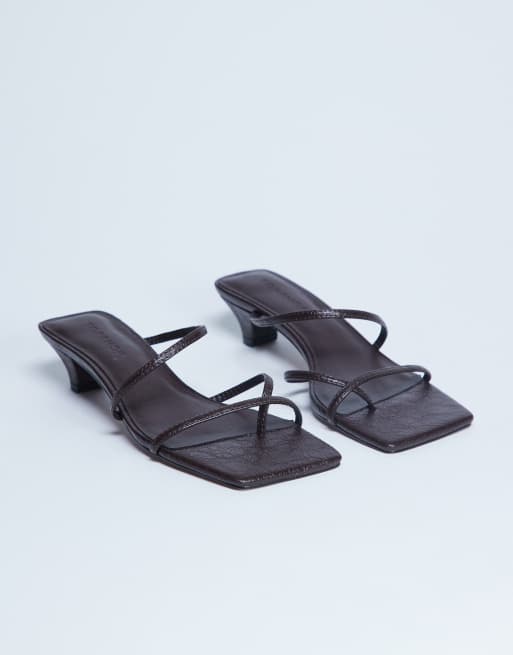 Topshop - Iva - Mules à brides et petit talon - Marron, 3 de 4