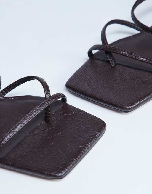 Topshop - Iva - Sabot con listini e tacchetti a spillo marroni, 2 di 4