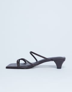 Iva strappy kitten heel mule in brown