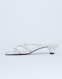Iva strappy kitten heel mule in white