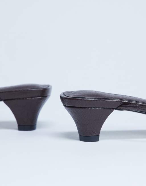 Topshop Iva strappy kitten heel mules in brown