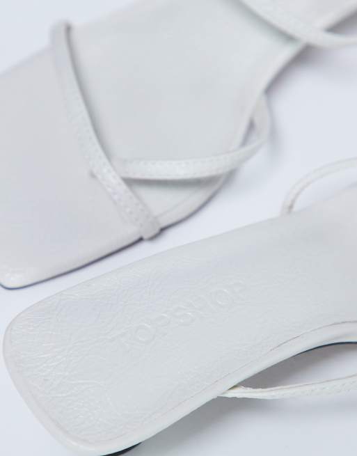 Topshop Iva strappy kitten heel mules in white