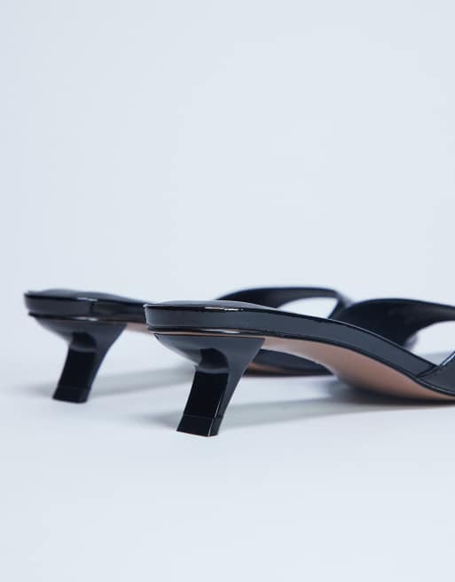 Topshop Ivee kitten heel mules in black, 2 of 4