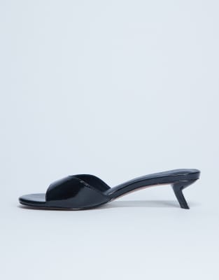 Topshop - Ivee - Pantoletten in Schwarz mit Kitten-Absatz