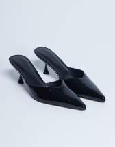 Topshop Ivette croc patent close toe mule in black