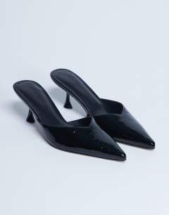 Ivette croc patent close toe mule in black