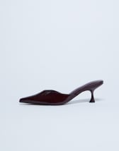 Topshop Ivette croc patent close toe mule in burgundy