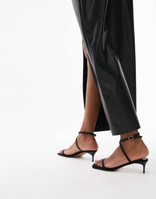 Black barely there outlet sandals mid heel