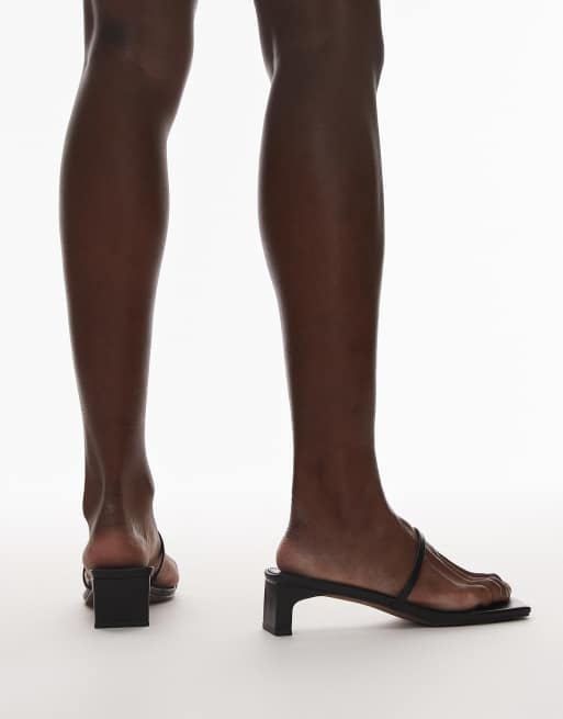 Topshop Ivy mid heeled sandals in black