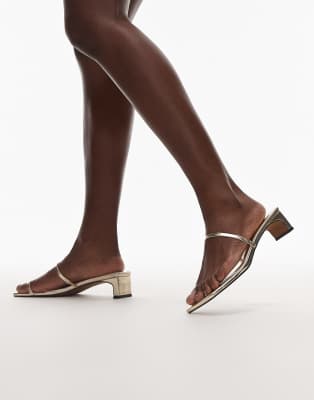 Ivy mid heeled sandals in gold