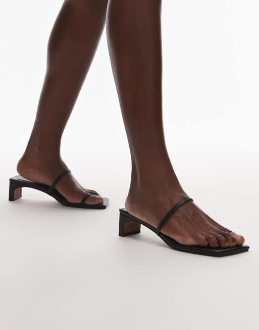 Topshop - Ivy - Sorte sandaler med mellemhøj hæl, 4 af 4