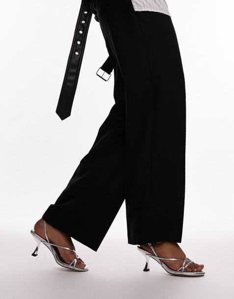 Topshop - Iyla - Sandali argentati con tacco e fascette sottili - view 1
