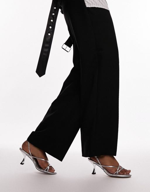Topshop - Iyla - Sandali argentati con tacco e fascette sottili