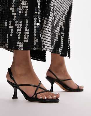 Topshop Iyla Strappy Heeled Sandal In Black Lizard