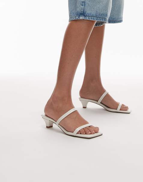 Topshop Izzy cone heel mule in off white - view 1