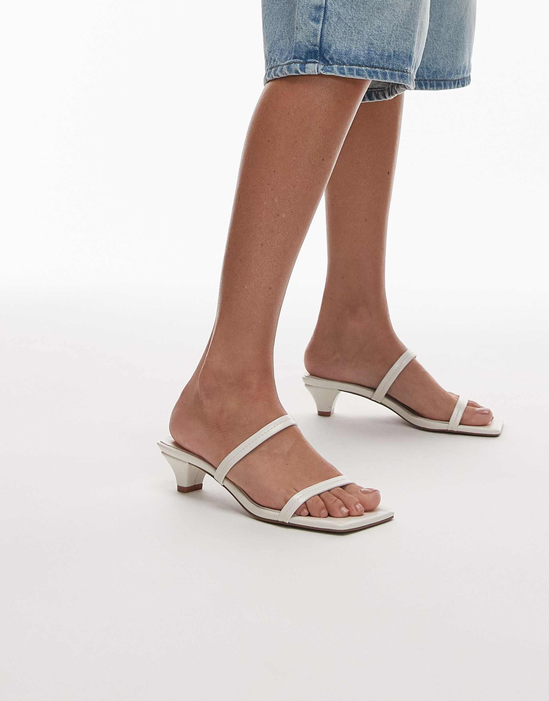 topshop izzy cone heel mules in off white