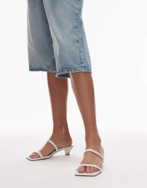Topshop Izzy cone heel mules in off white, 4 of 4