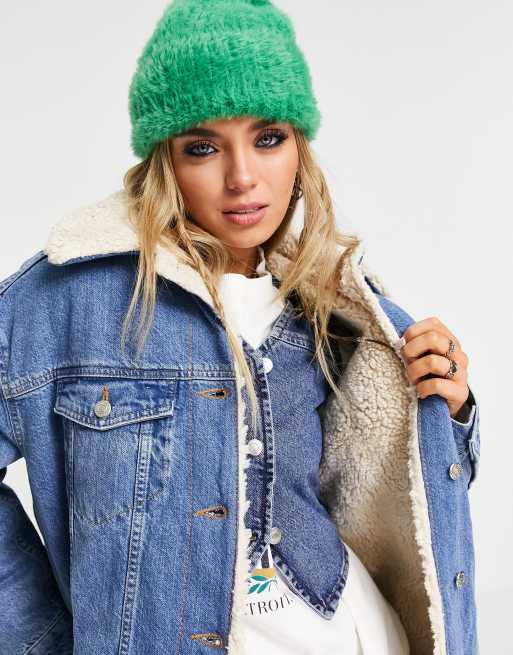 Topshop - Jack met borg en lange pasvorm in middenblauw, 2 van 4