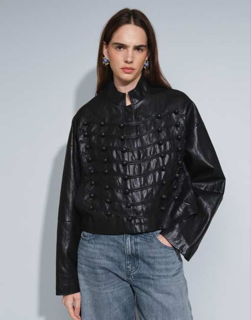 Topshop jacka i svart läderimitation, 2 av 4