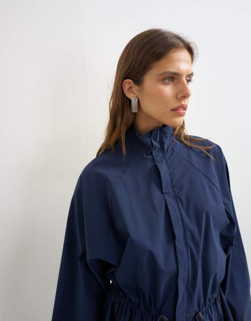 Topshop jacka med hög krage och toggle-detalj i marinblått, 2 av 4