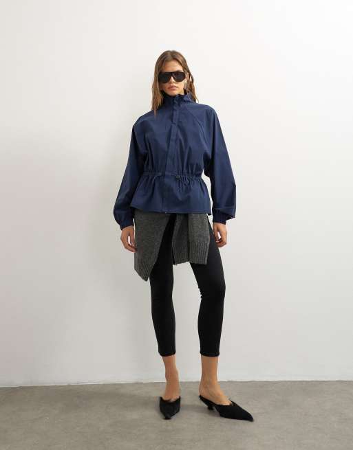 Topshop jacka med hög krage och toggle-detalj i marinblått, 3 av 4