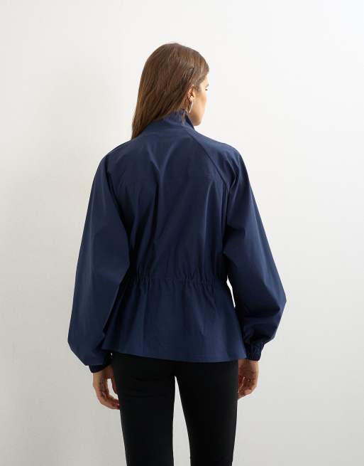 Topshop jacka med hög krage och toggle-detalj i marinblått, 4 av 4
