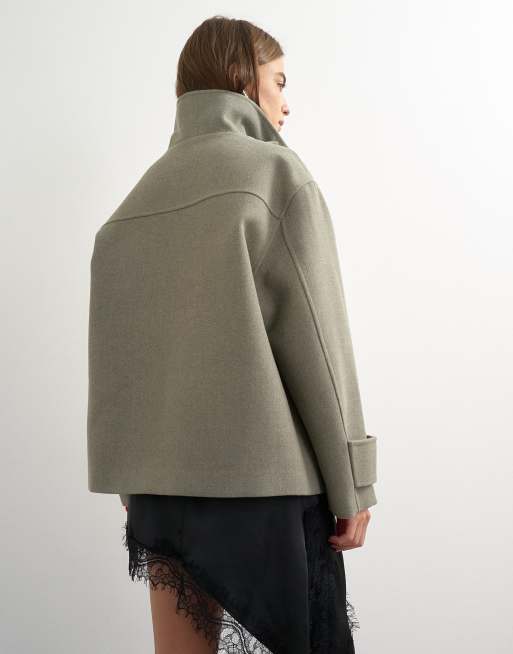 Topshop Jacke aus Wolle mit Stehkragen in Grau, 4 von 4