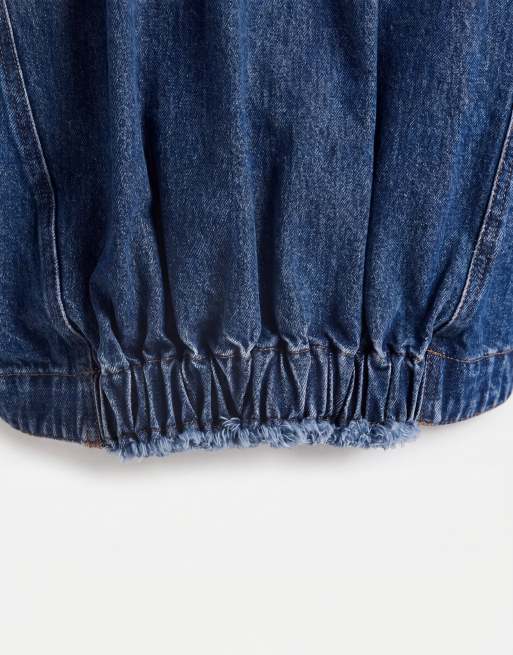 Topshop – Jacke in Mittelblau mit Stehkragen und elastischem Saumdetail, 8 von 8