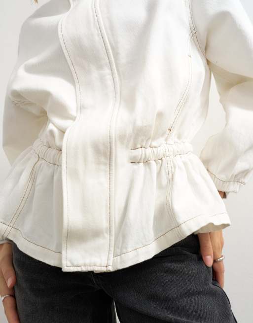 Topshop Jacke mit elastischem Bund und Stehkragen in Bone, 2 von 4