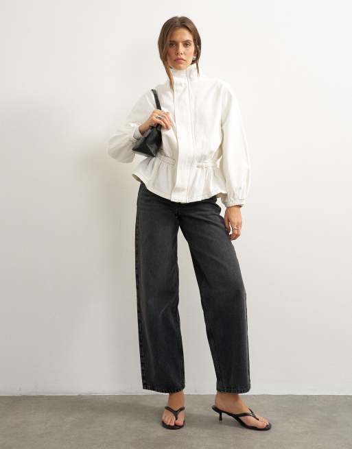 Topshop Jacke mit elastischem Bund und Stehkragen in Bone, 3 von 4